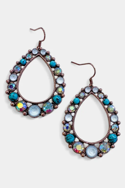 Copper Gemstone Teardrop Earrings sold by ZZs