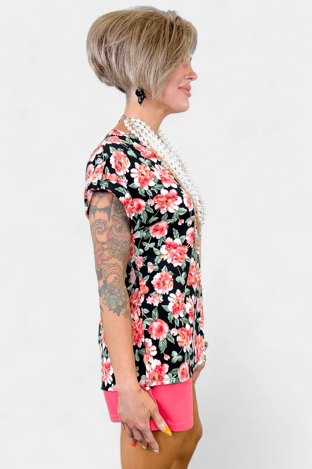 Black Multi Floral Lizzy Short Sleeve Top sold by ZZs product image thumbnail 4