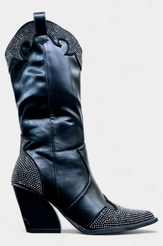Black Rhinestone Pointed Toe Boots sold by ZZs