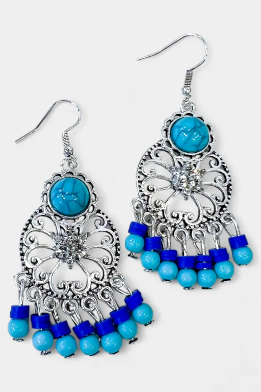 Blue Bohemian Dream Catcher Earrings sold by ZZs