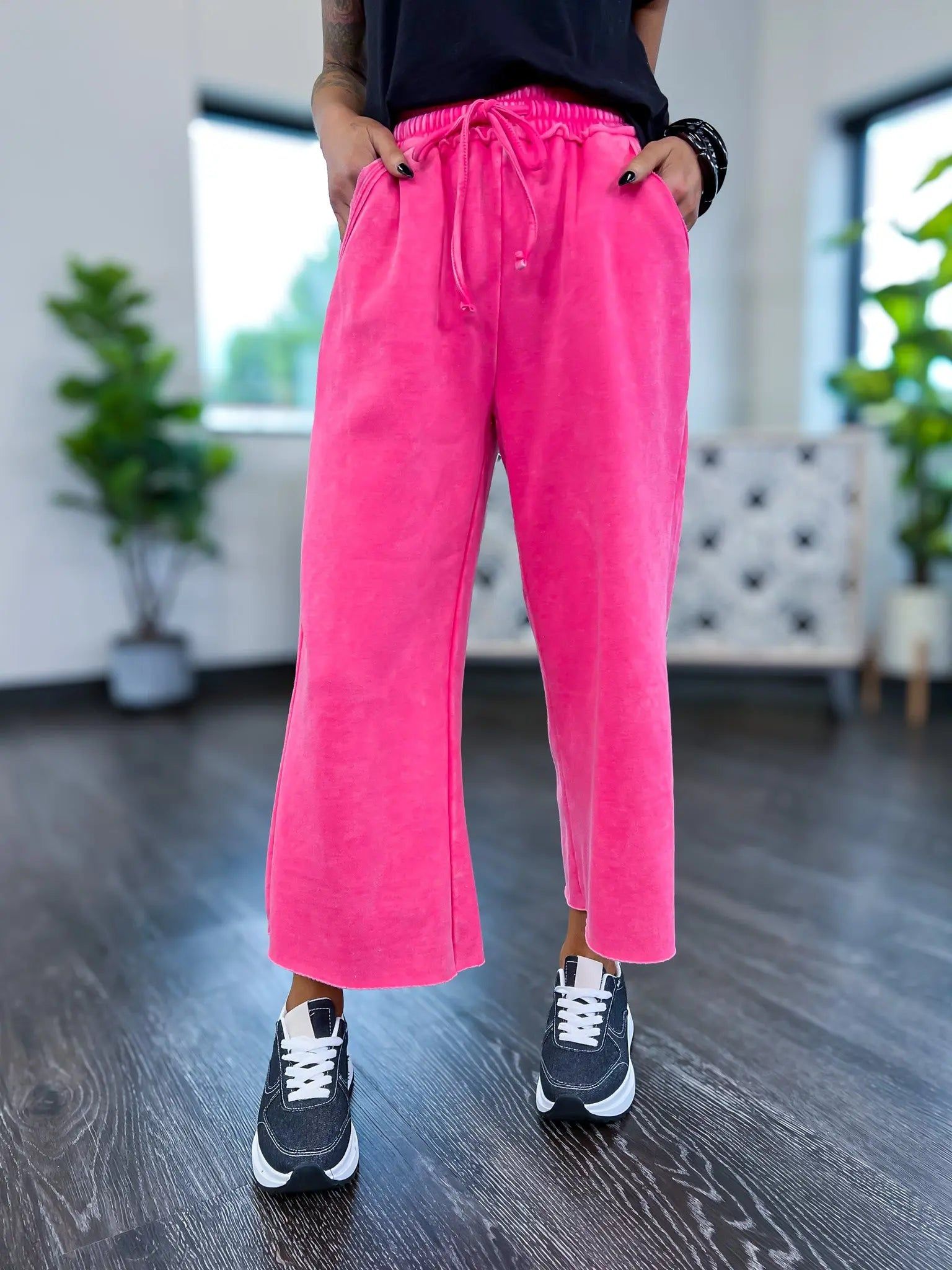 Fuchsia Acid Wash Crop Sweatpants sold by ZZs product image thumbnail 10