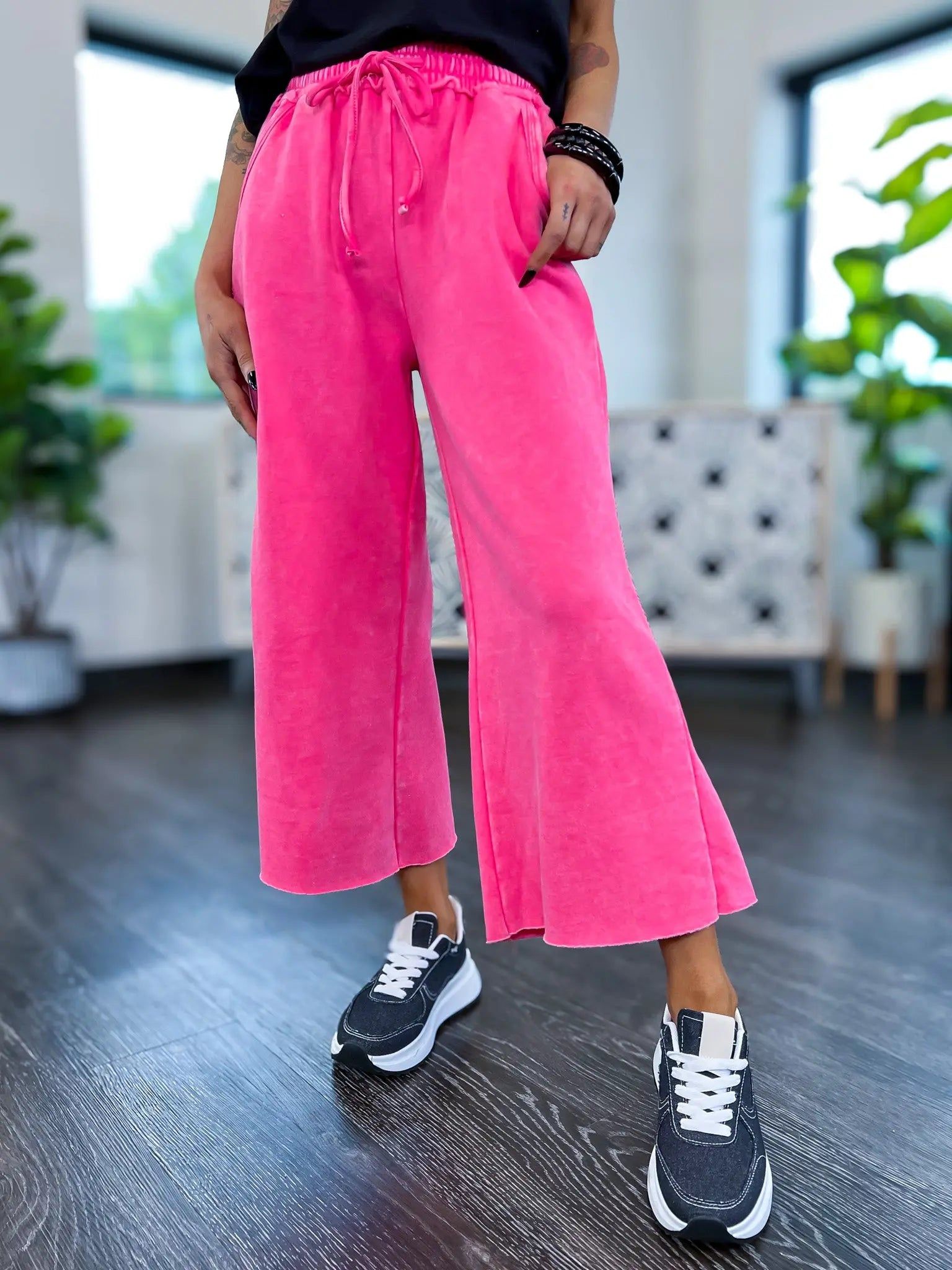 Fuchsia Acid Wash Crop Sweatpants sold by ZZs product image thumbnail 6