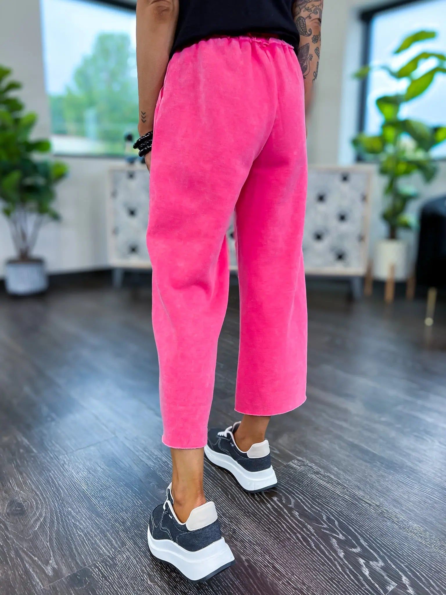 Fuchsia Acid Wash Crop Sweatpants sold by ZZs product image thumbnail 9
