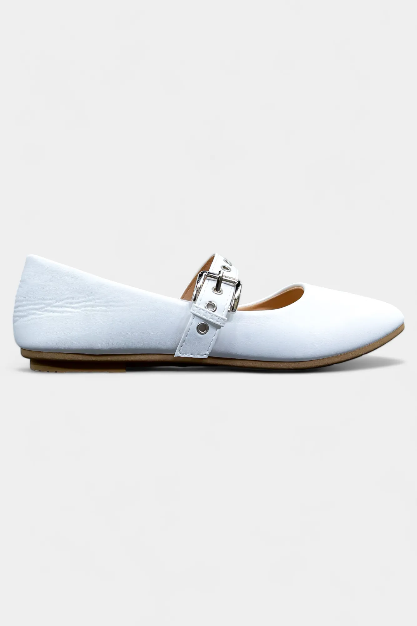 White Grommet Ballet Flats sold by ZZs