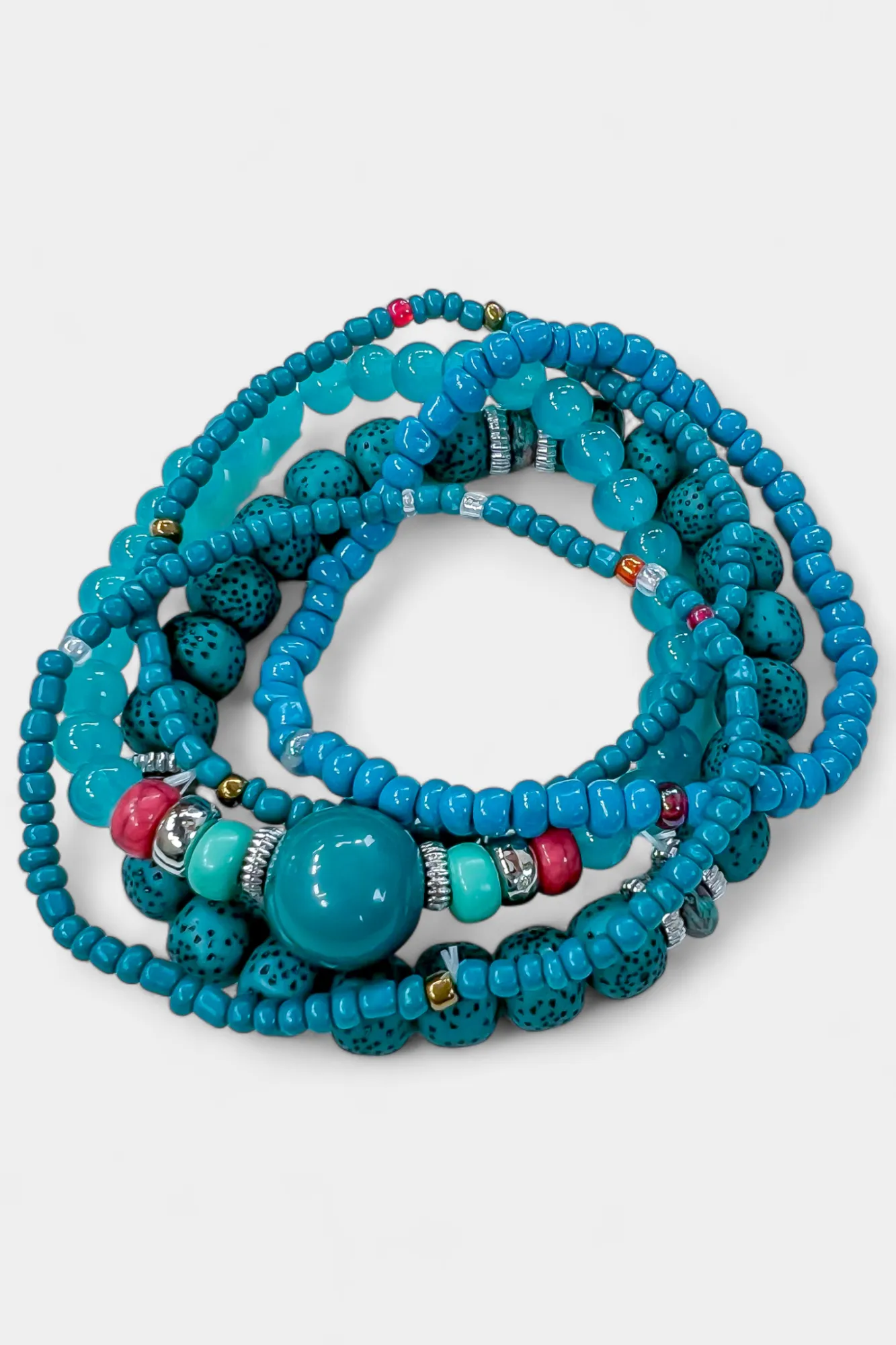 Turquoise Mixed Bead Stretch Bracelet Set sold by ZZs product image thumbnail 2