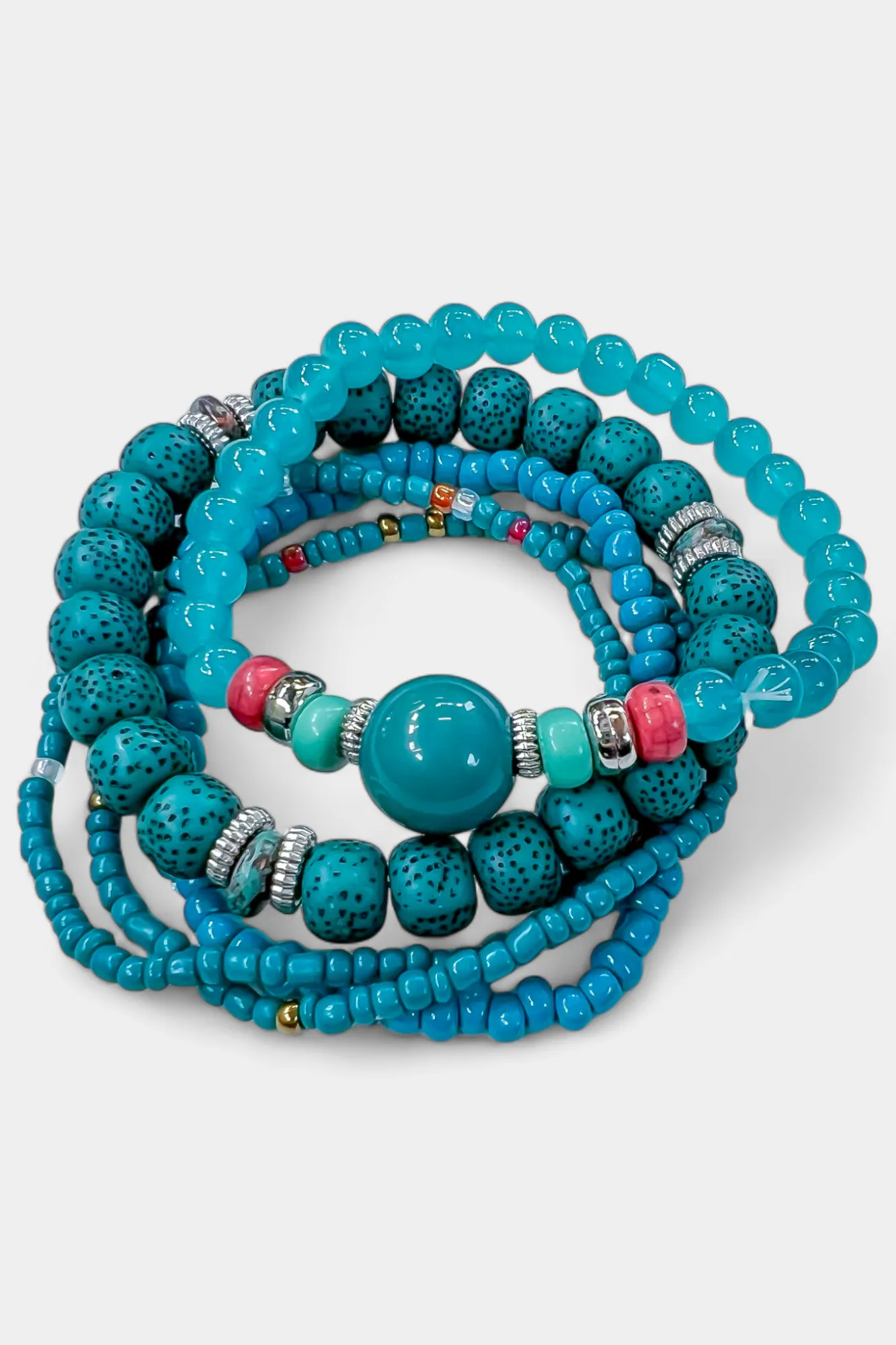 Turquoise Mixed Bead Stretch Bracelet Set sold by ZZs product image thumbnail 5