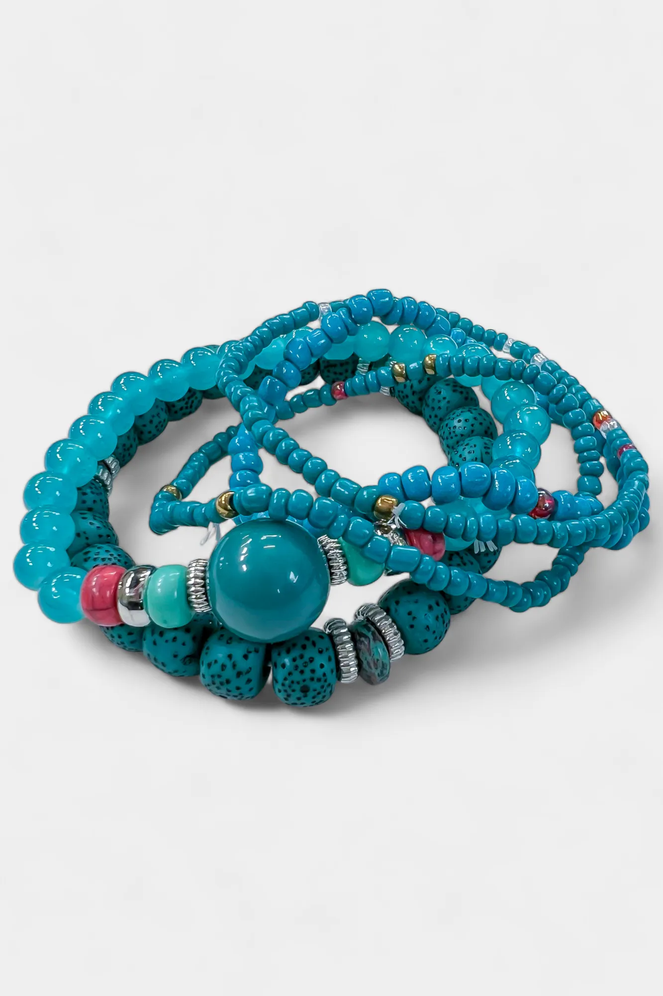 Turquoise Mixed Bead Stretch Bracelet Set sold by ZZs product image thumbnail 4