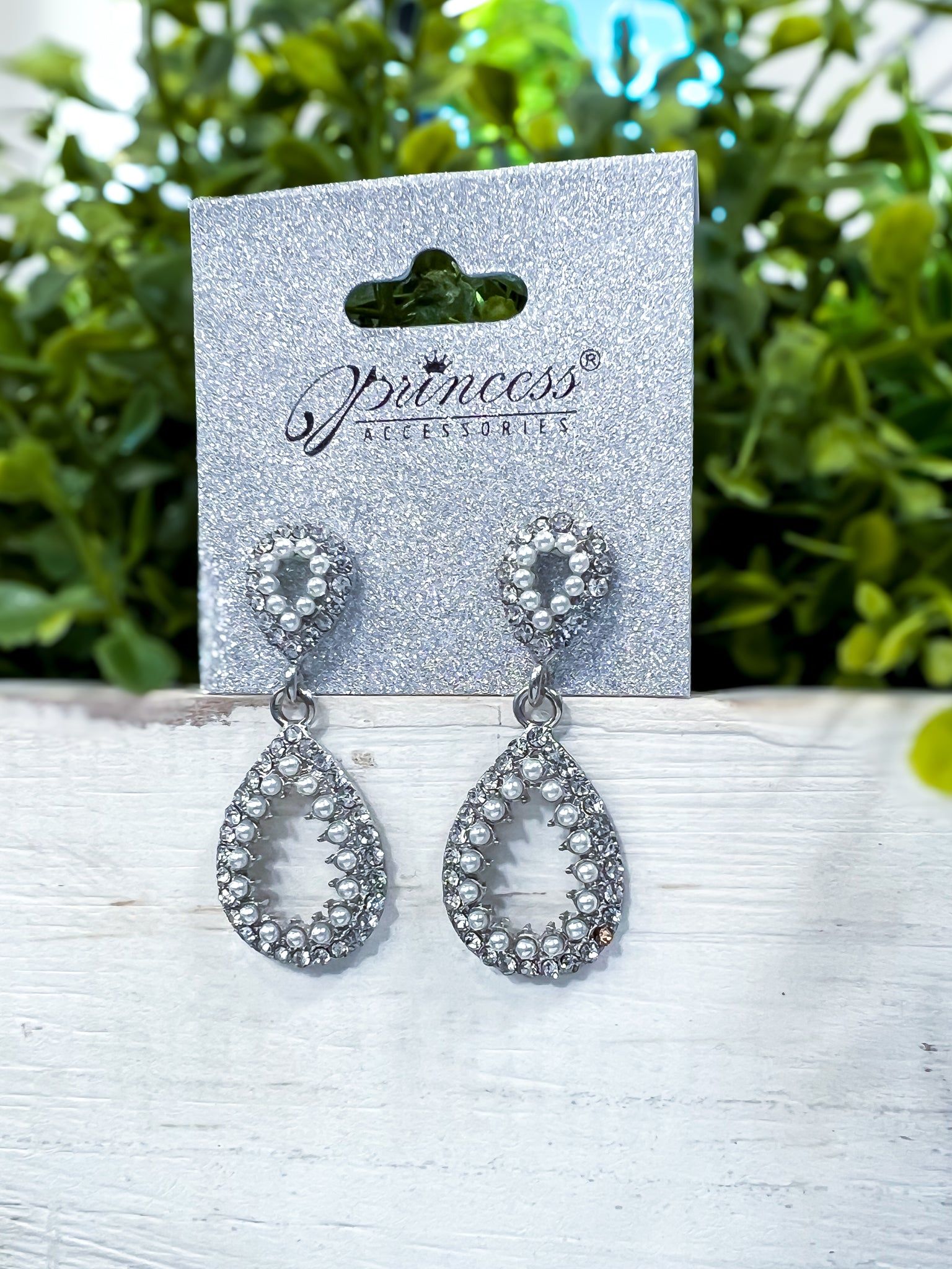 Pearl Rhinestone Earrings | Silver sold by ZZs