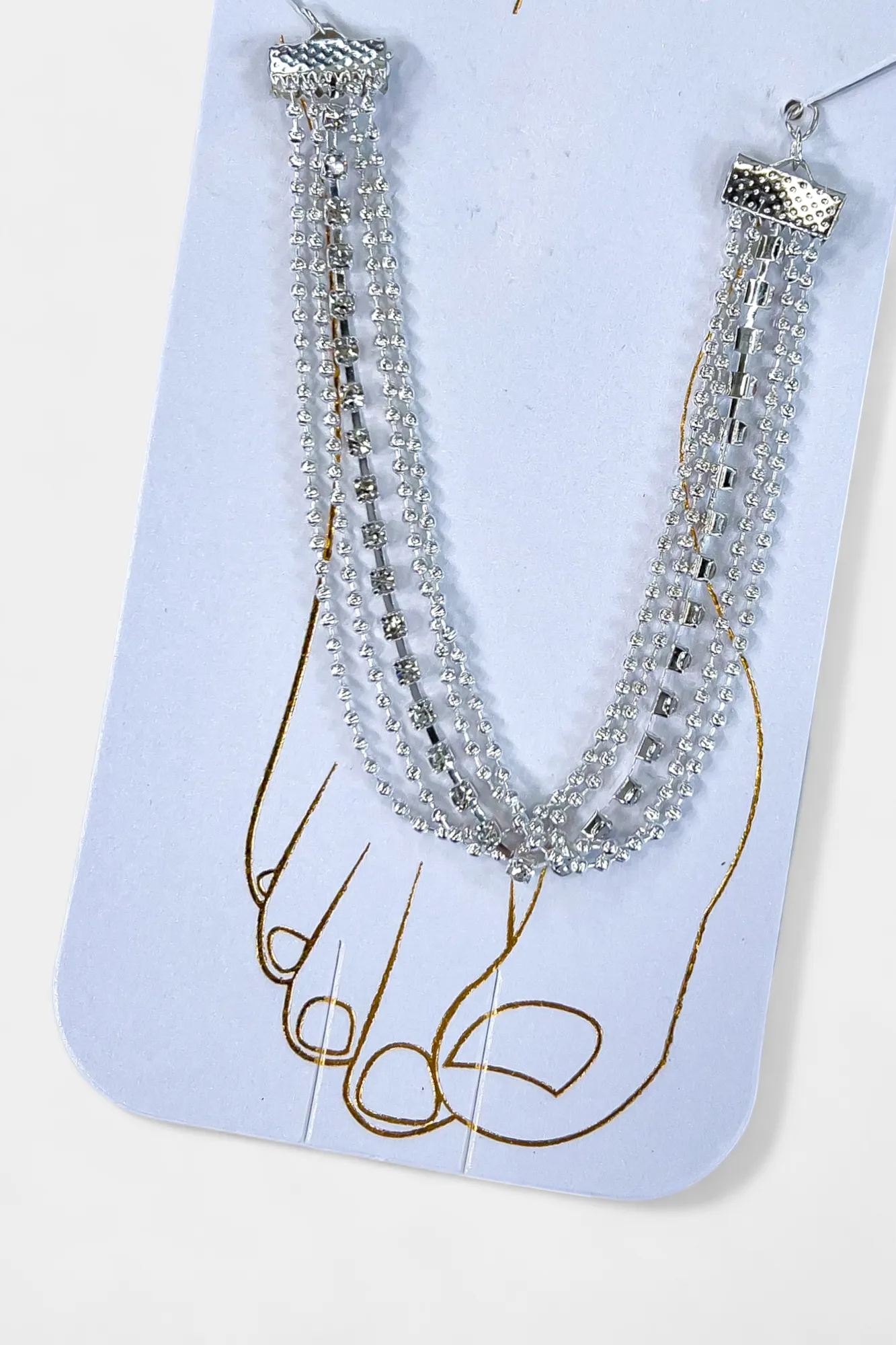 Silver Multi Layered Rhinestone Anklet sold by ZZs product image thumbnail 3