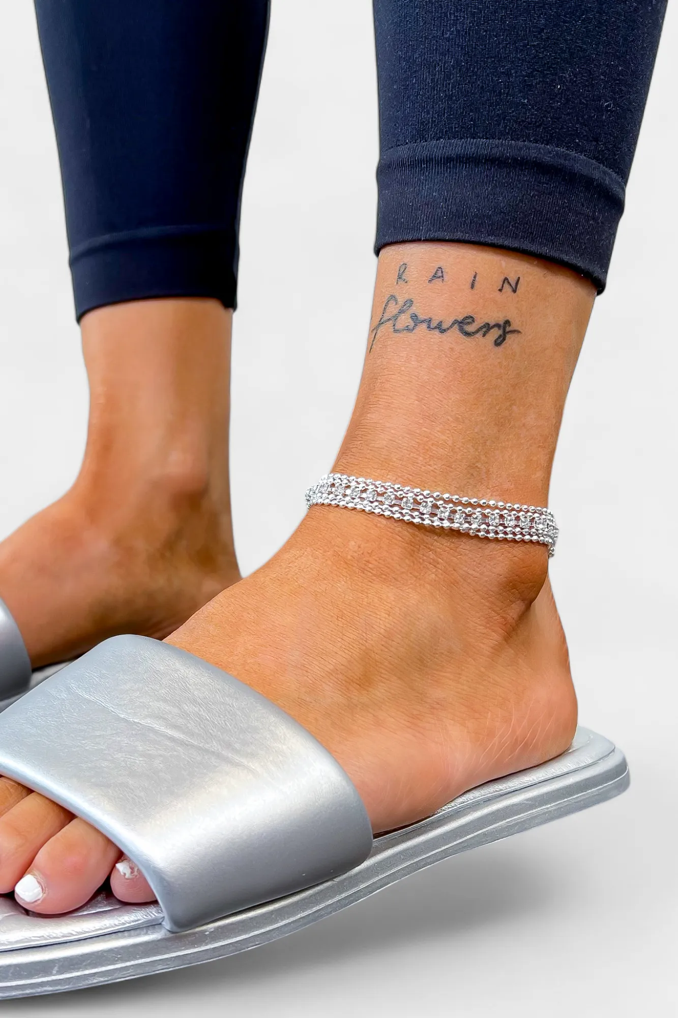 Silver Multi Layered Rhinestone Anklet sold by ZZs product image thumbnail 4