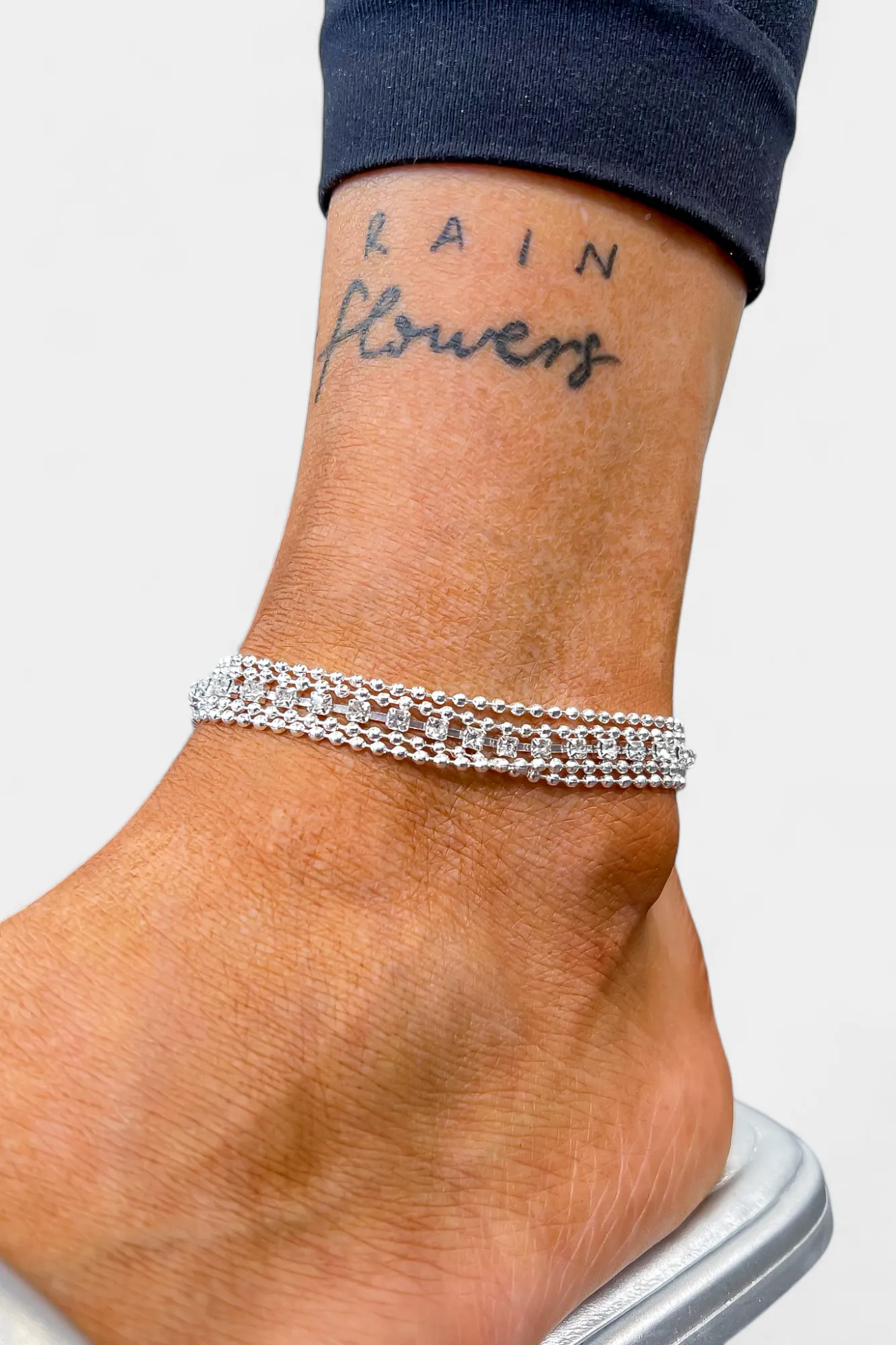 Silver Multi Layered Rhinestone Anklet sold by ZZs product image thumbnail 2