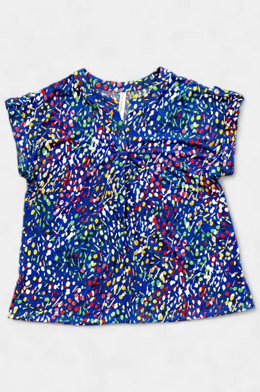Royal Blue Multi Lizzy Short Sleeve Top [NO RETURNS] sold by ZZs