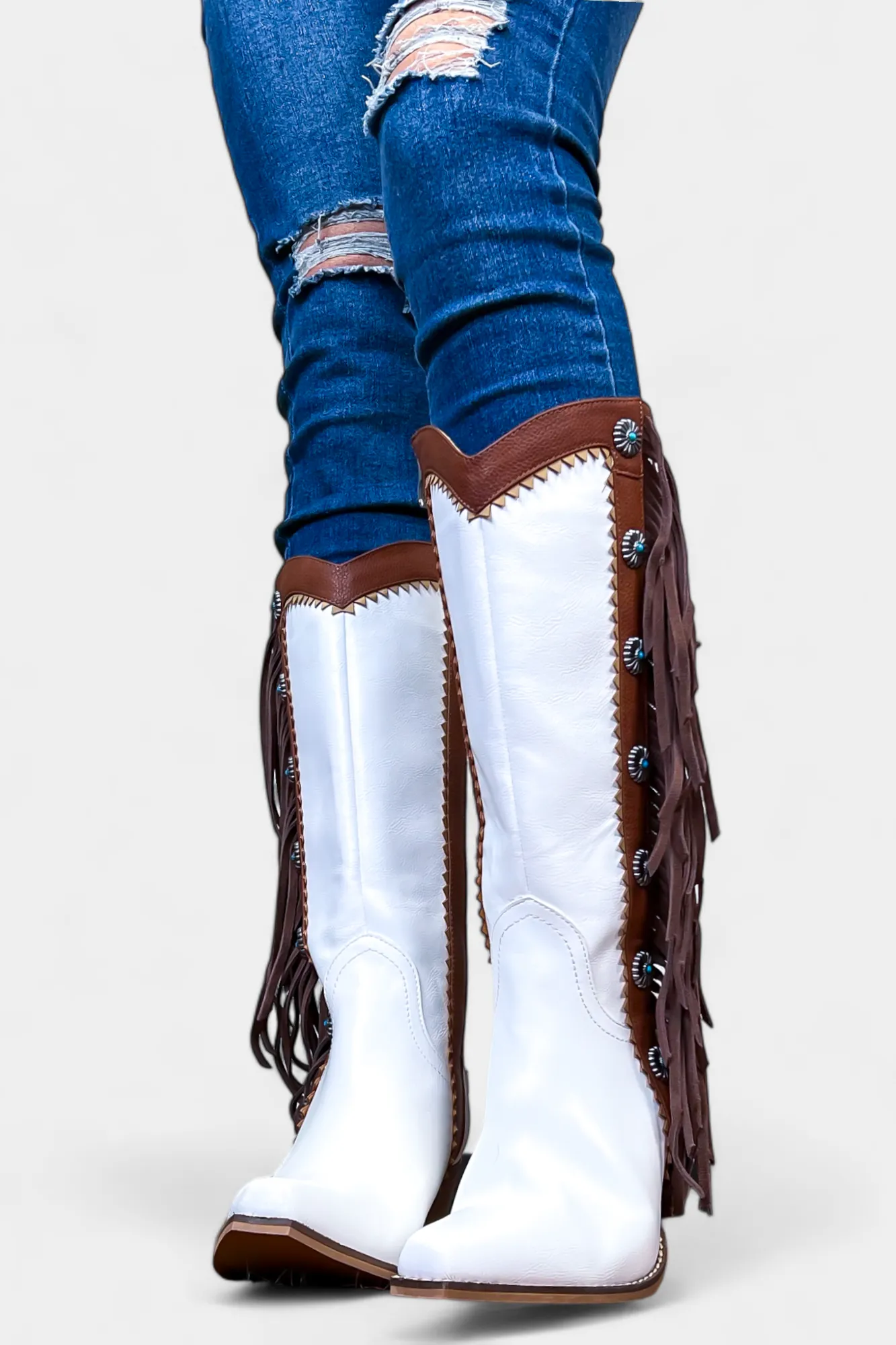 White Western Fringe Cowboy Boots sold by ZZs product image thumbnail 4