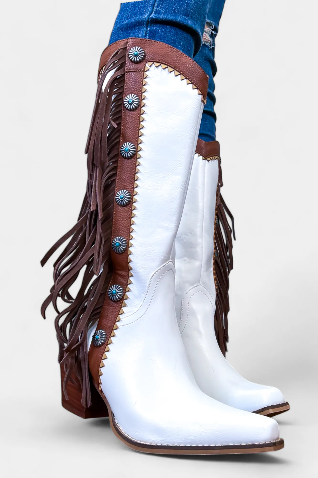 White Western Fringe Cowboy Boots sold by ZZs product image thumbnail 2