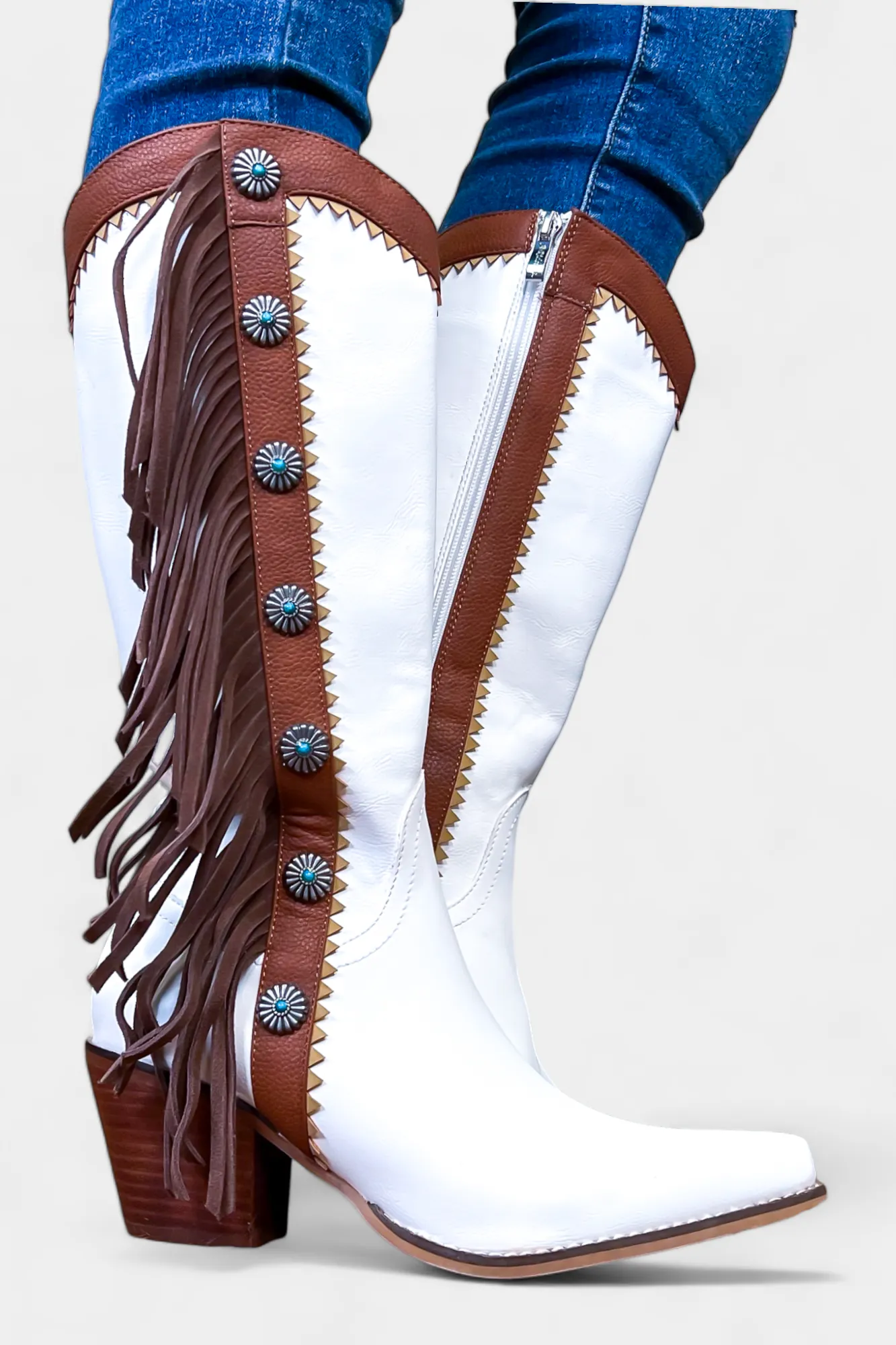 White Western Fringe Cowboy Boots sold by ZZs product image thumbnail 5