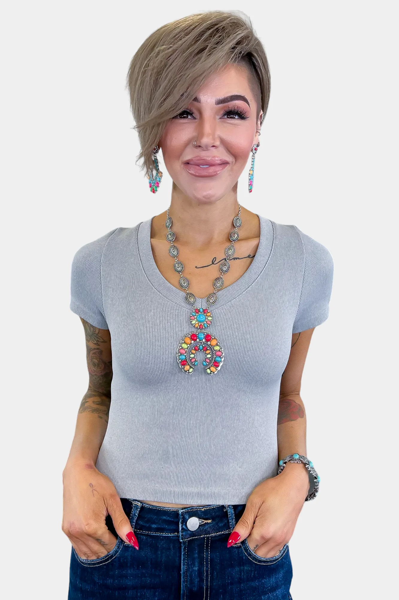 Ribbed V Neck Top sold by ZZs product image thumbnail 3