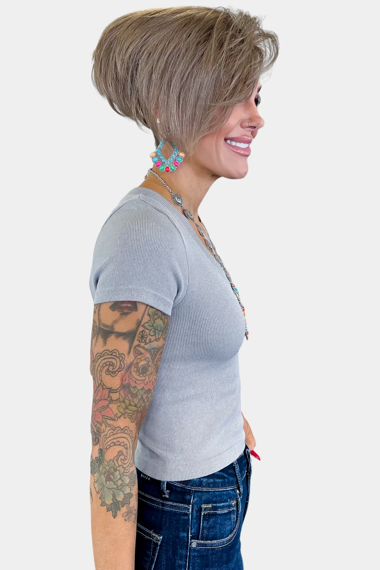 Ribbed V Neck Top sold by ZZs product image thumbnail 5