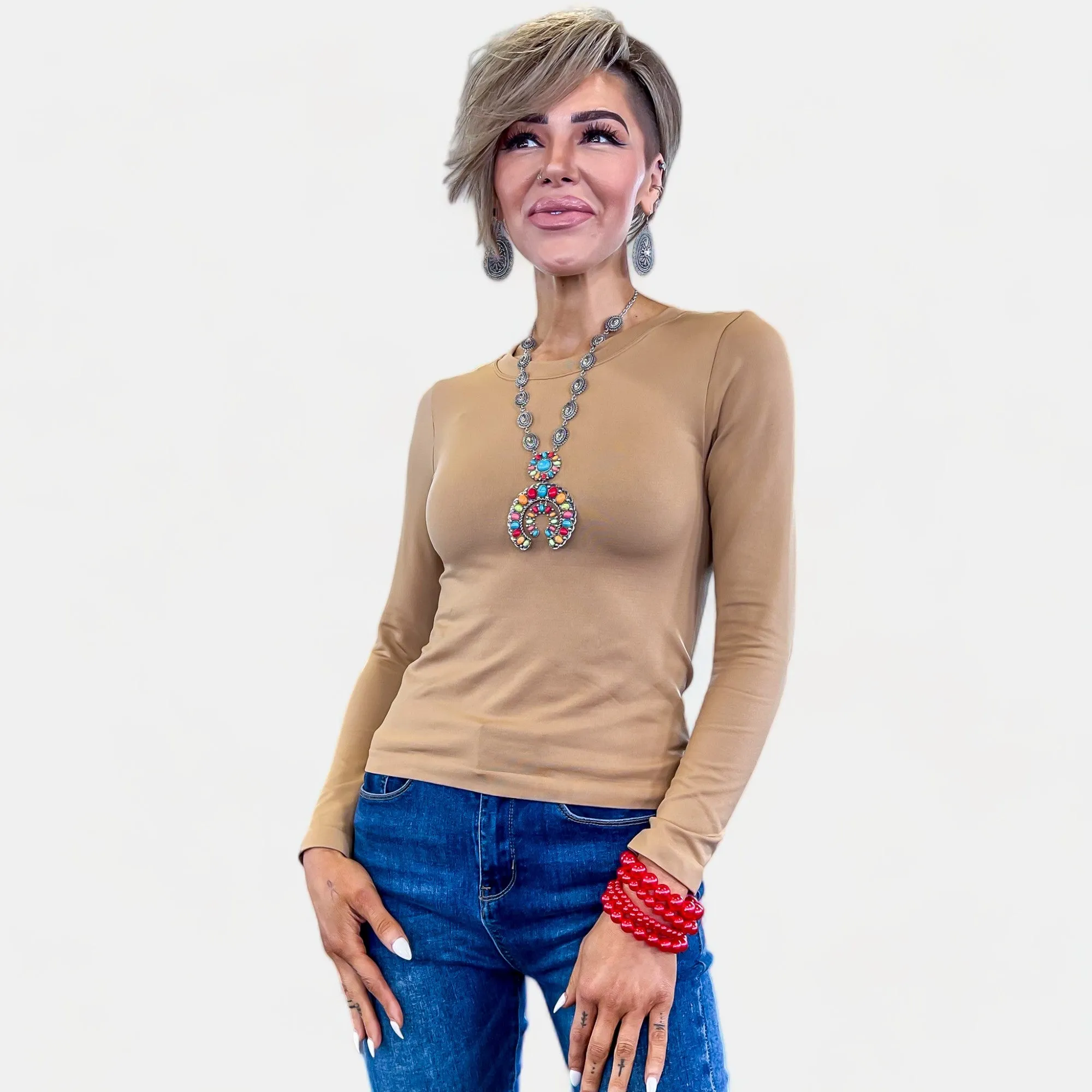 Brown Seamless Long Sleeve Top sold by ZZs