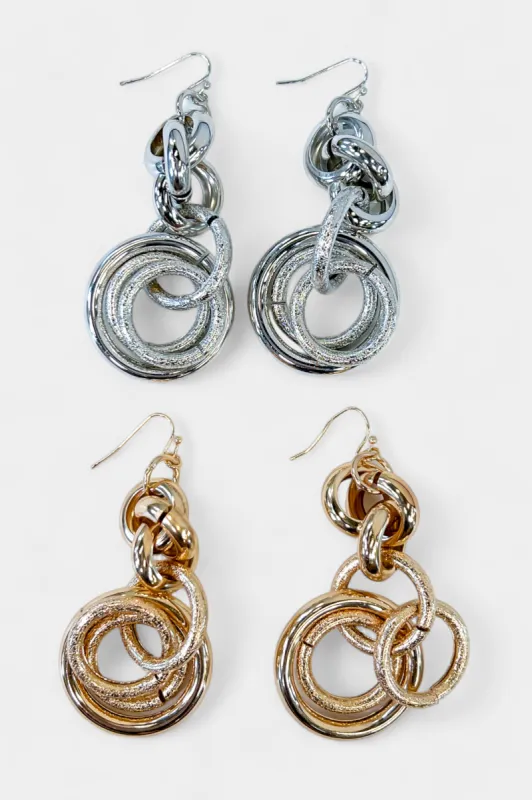 Textured Metal Circle Dangle Earrings sold by ZZs