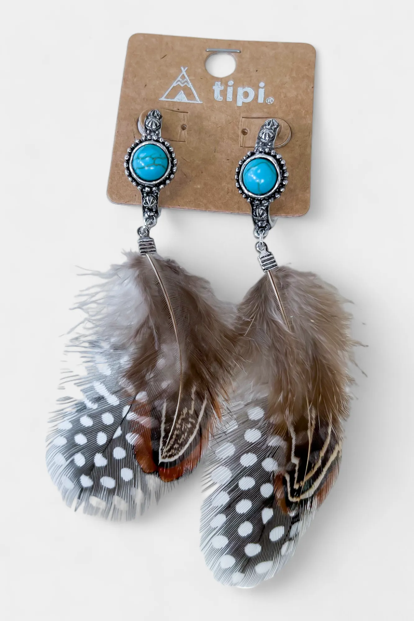Turquoise Concho Hoop Feather Earrings sold by ZZs product image thumbnail 2