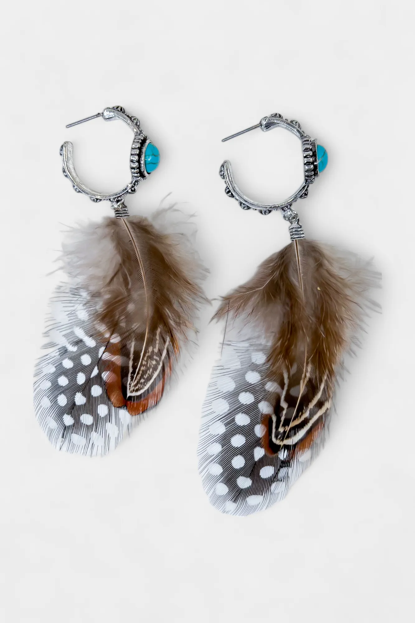 Turquoise Concho Hoop Feather Earrings sold by ZZs