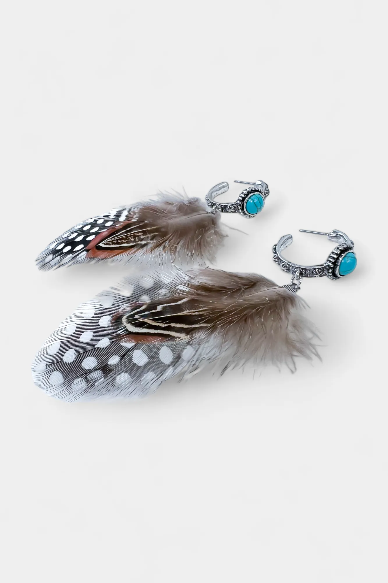 Turquoise Concho Hoop Feather Earrings sold by ZZs product image thumbnail 3