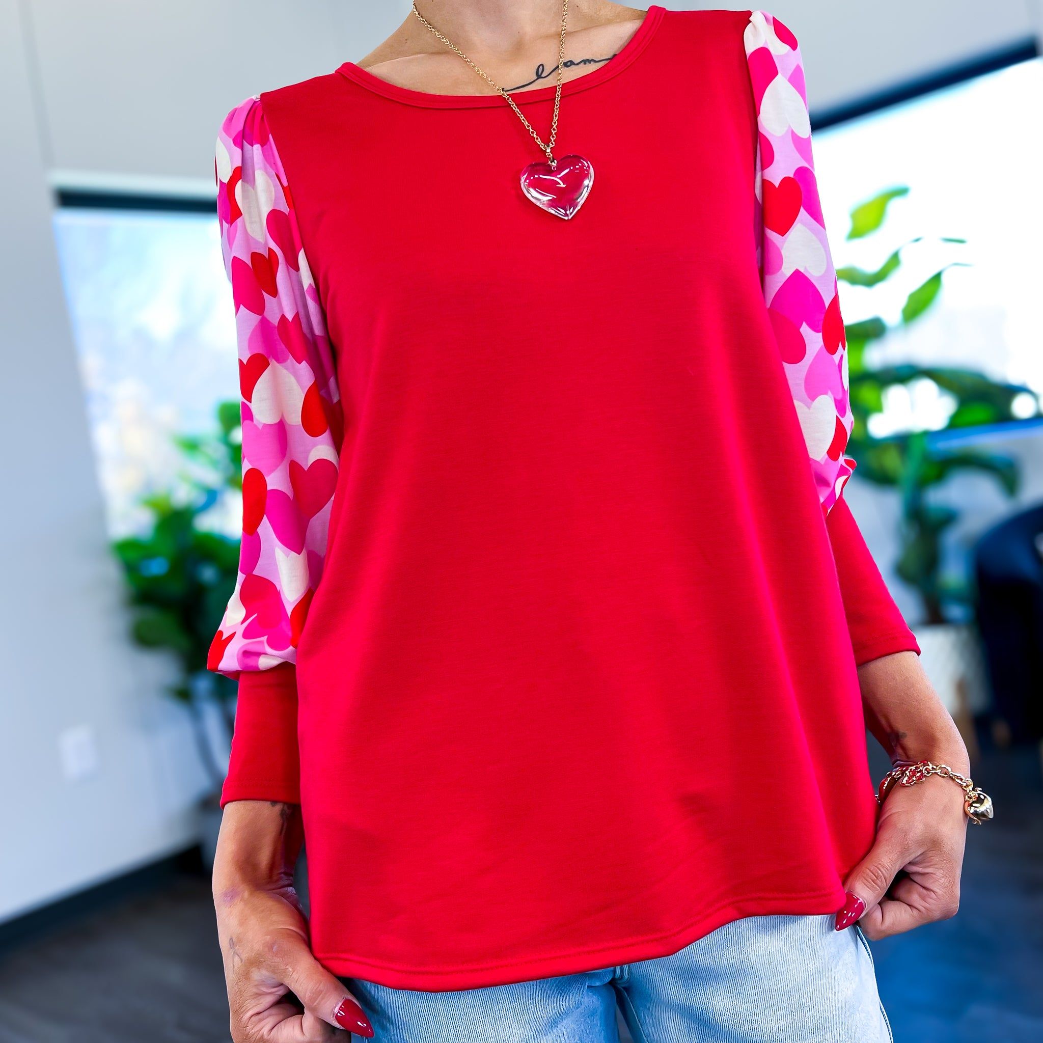 Red Heart Puff Sleeve Top sold by ZZs product image thumbnail 5