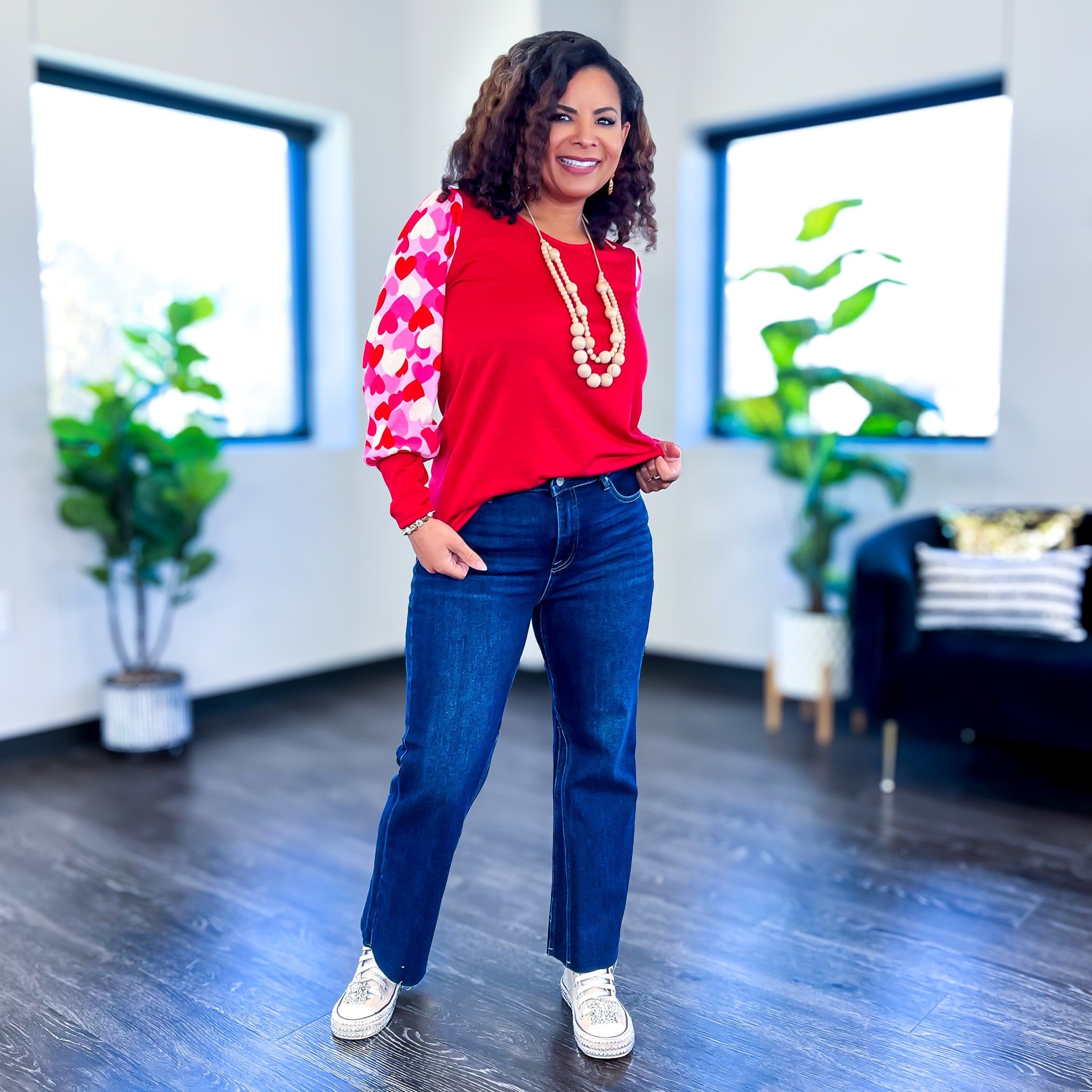 Red Heart Puff Sleeve Top sold by ZZs product image thumbnail 2