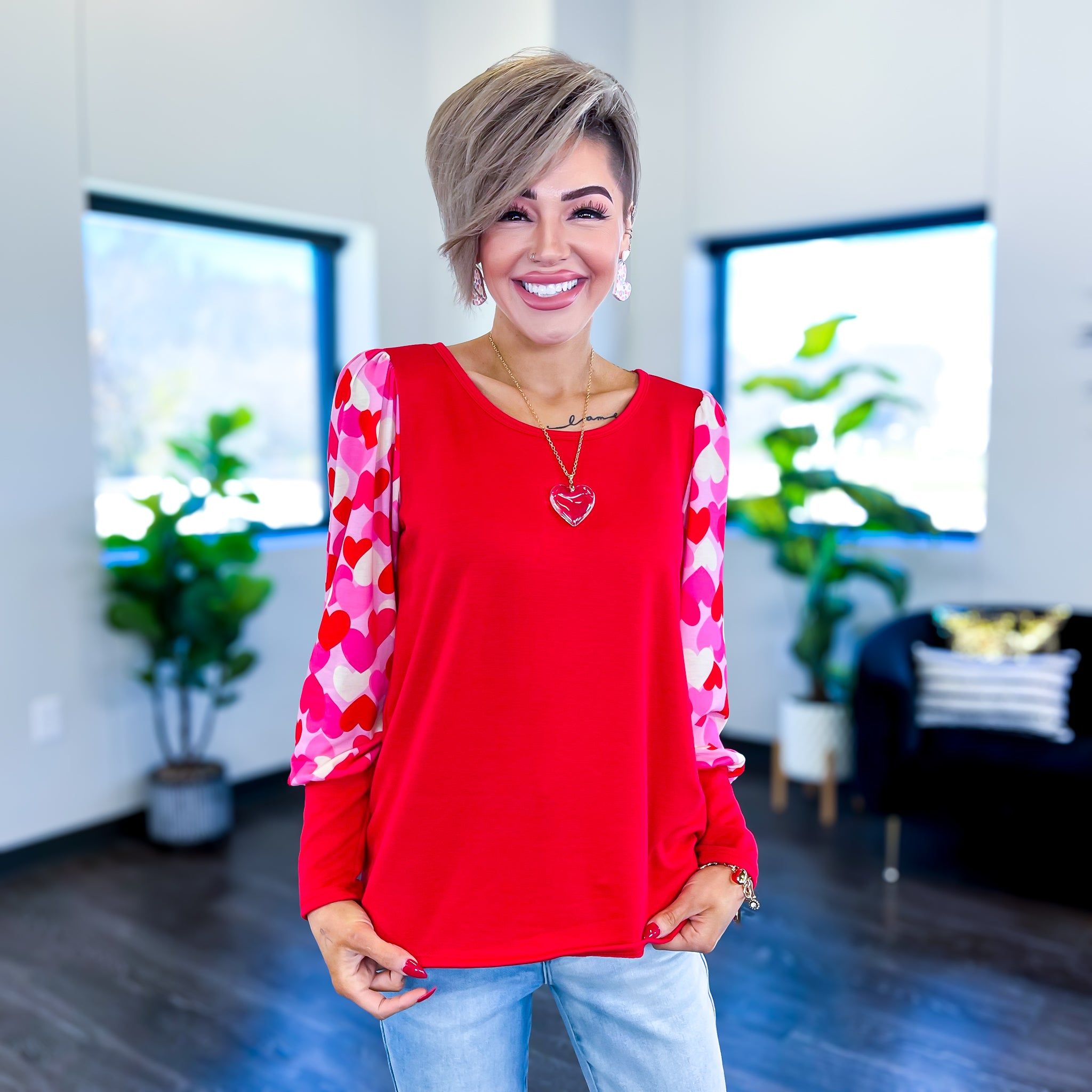 Red Heart Puff Sleeve Top sold by ZZs product image thumbnail 3