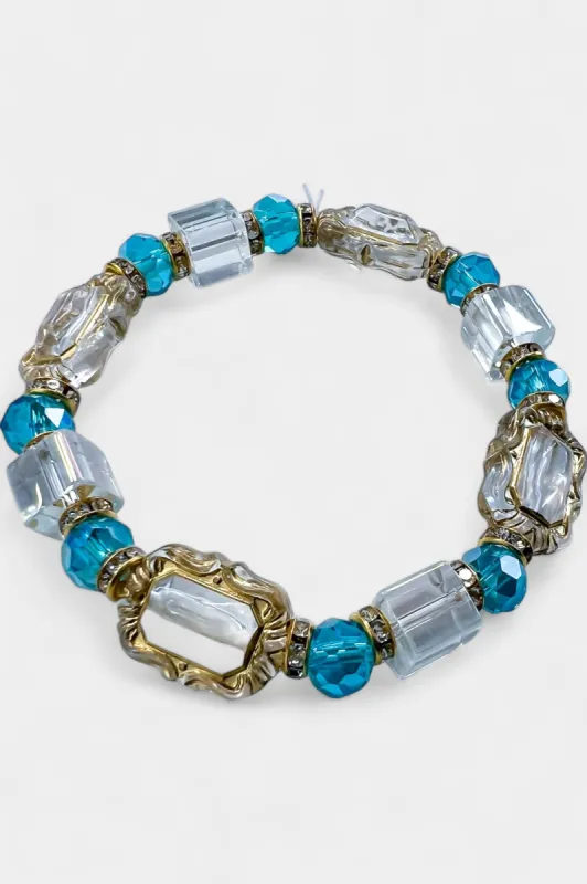 Turquoise Glass Stone Stretch Bracelet sold by ZZs