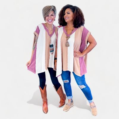 Colorblock Mineral Wash Top sold by ZZs