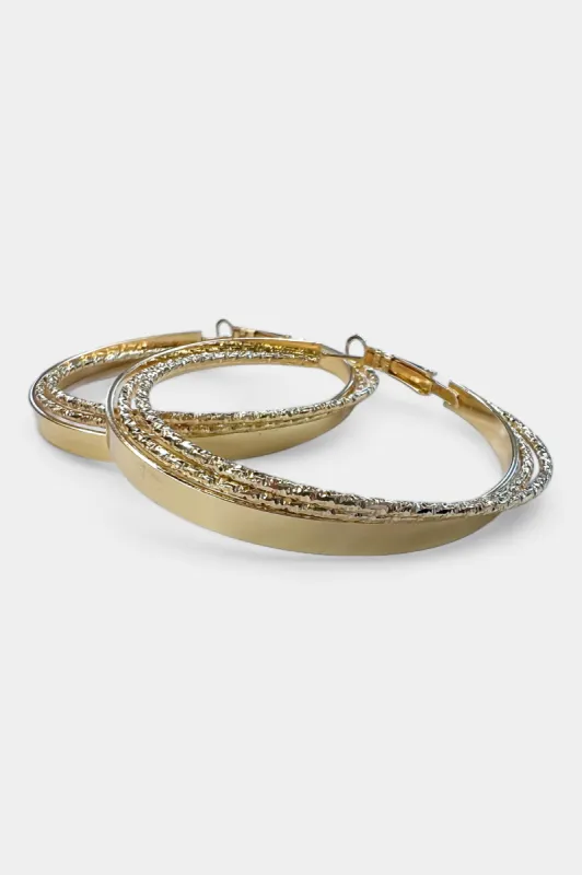 Gold Textured Hoop Earrings sold by ZZs