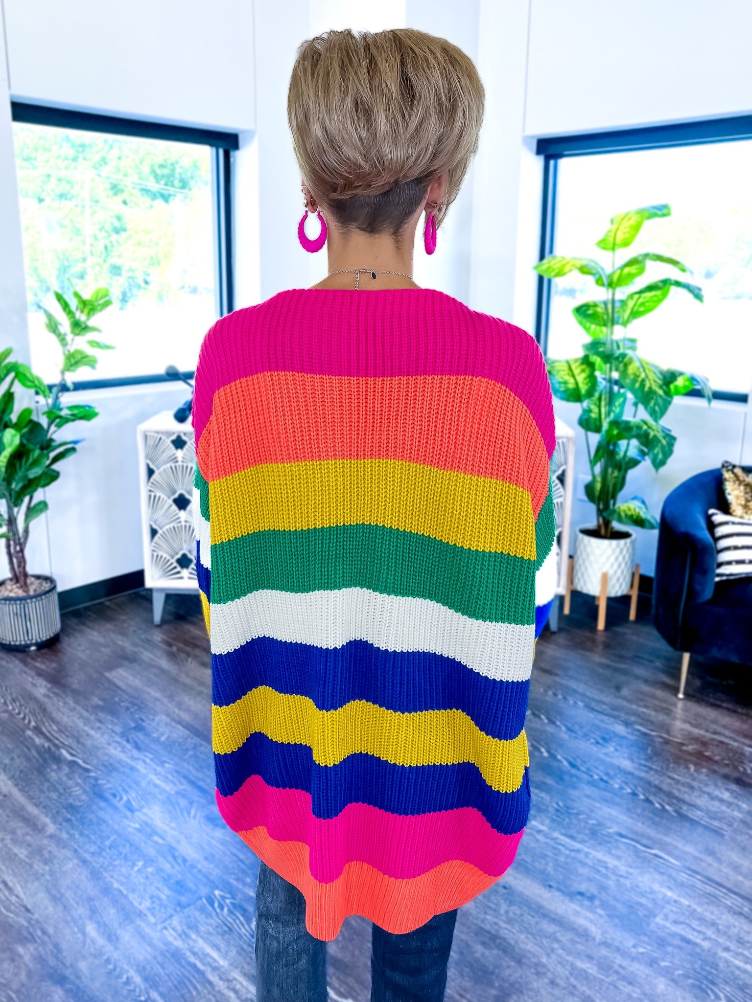 Colorblock Long Cardigan | Fuchsia sold by ZZs product image thumbnail 5