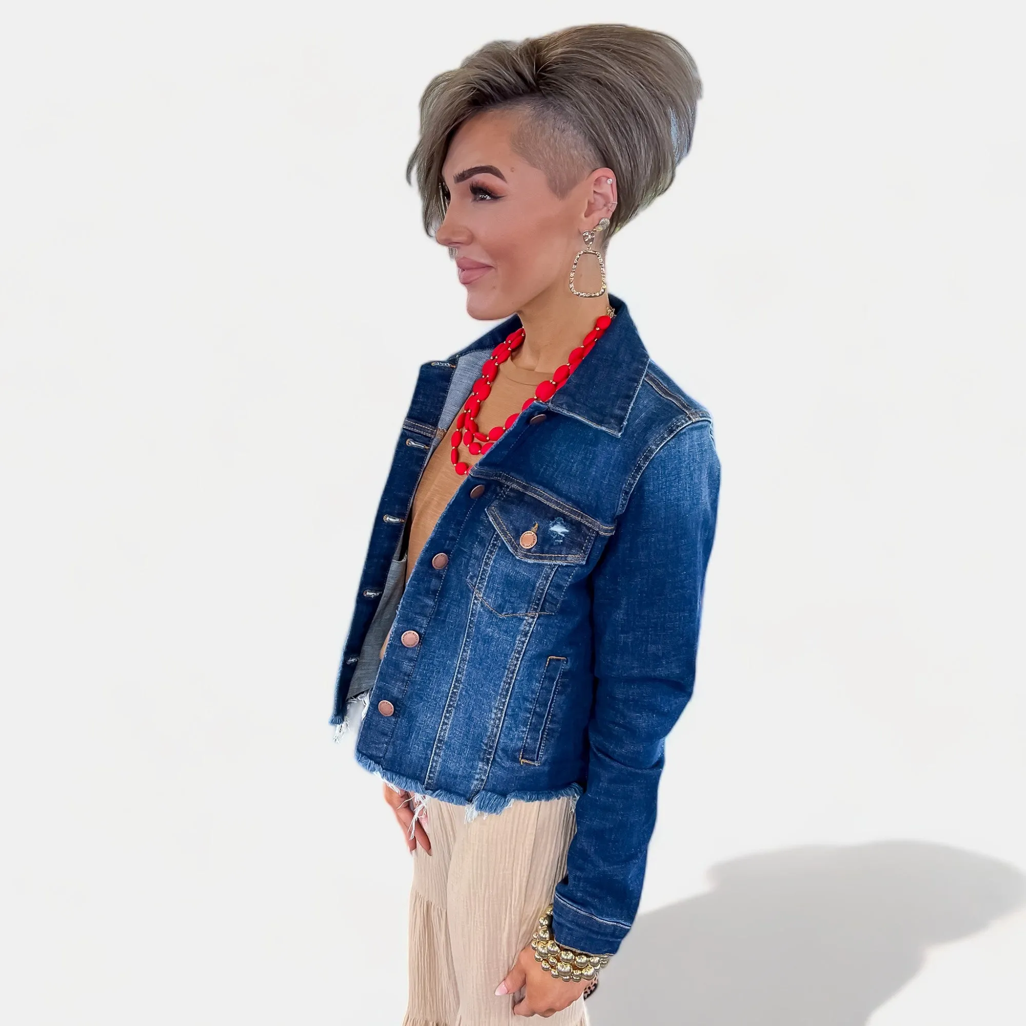 Dark Wash Frayed Denim Jacket sold by ZZs product image thumbnail 3
