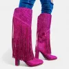 Pink Fringe Rhinestone Boots sold by ZZs