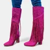 Pink Fringe Rhinestone Boots sold by ZZs