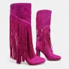Pink Fringe Rhinestone Boots sold by ZZs