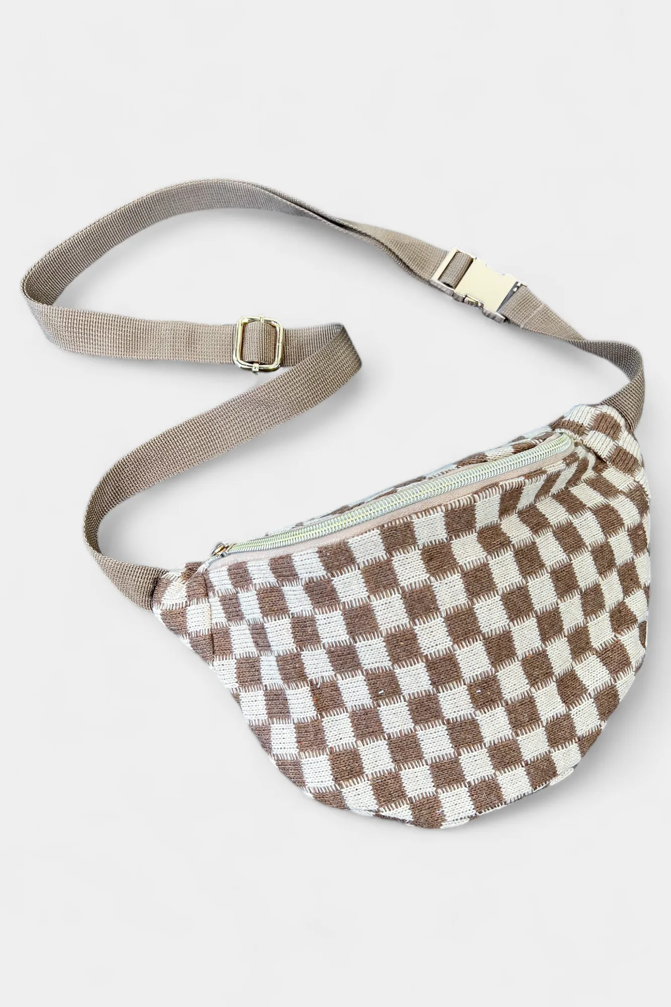 Brown Checkered Crossbody Sling Bag sold by ZZs product image thumbnail 5