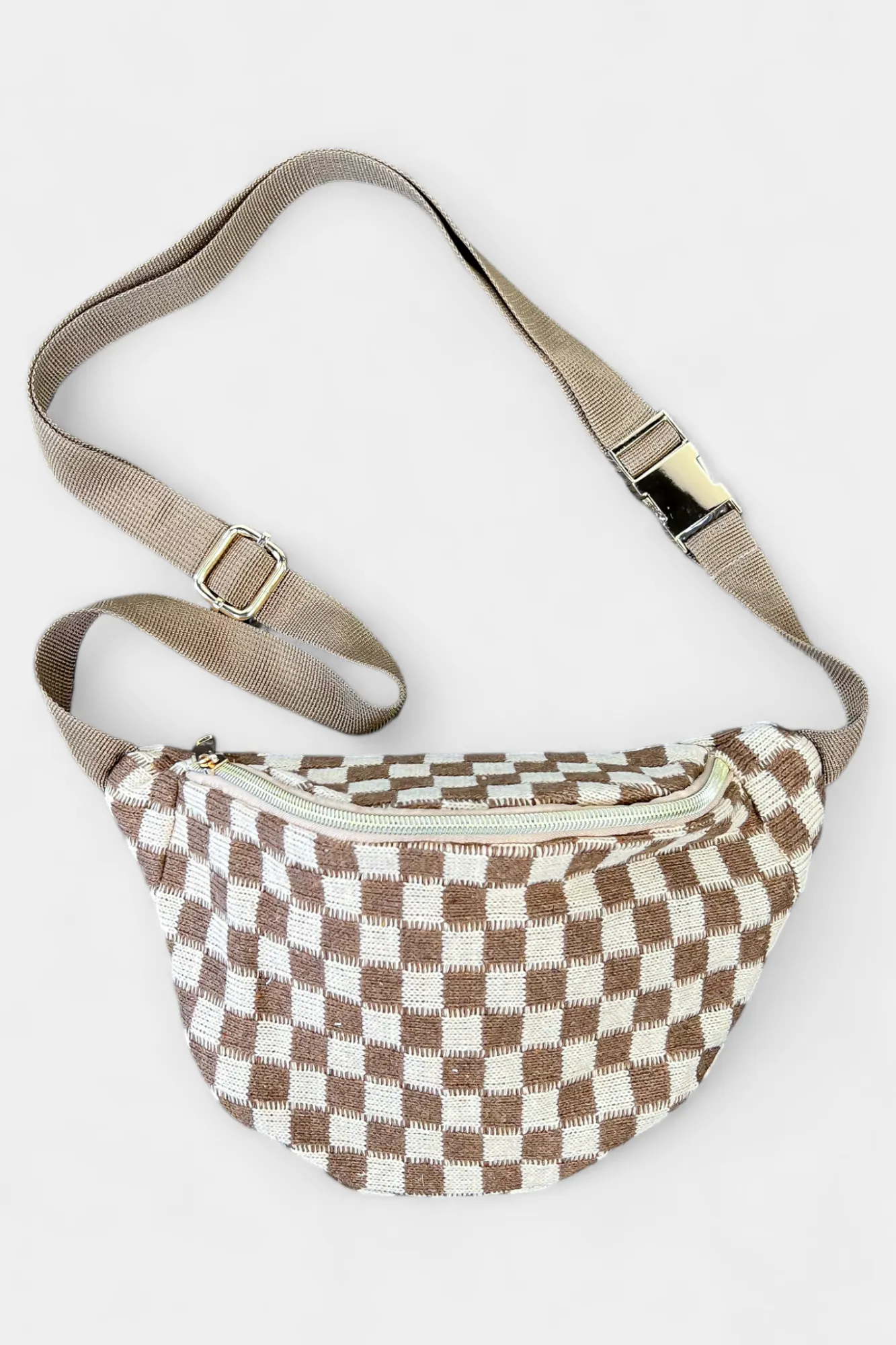 Brown Checkered Crossbody Sling Bag sold by ZZs product image thumbnail 3