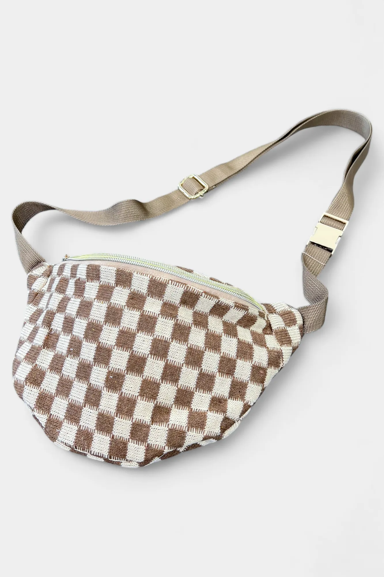 Brown Checkered Crossbody Sling Bag sold by ZZs