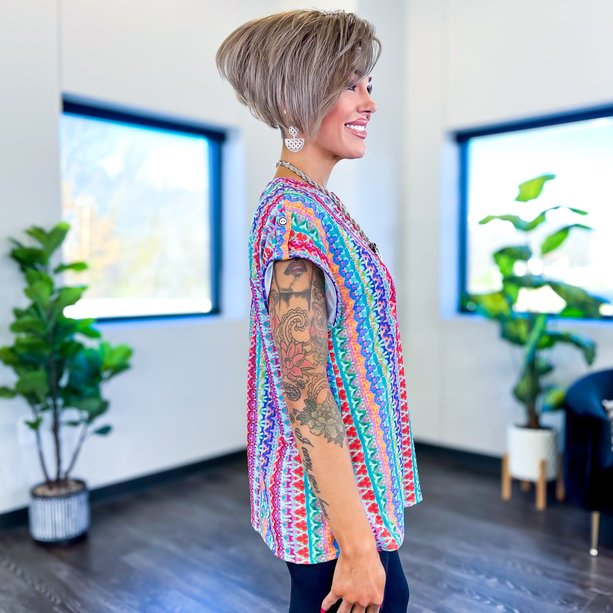 Multi Tribal Lizzy Short Sleeve Top sold by ZZs product image thumbnail 4