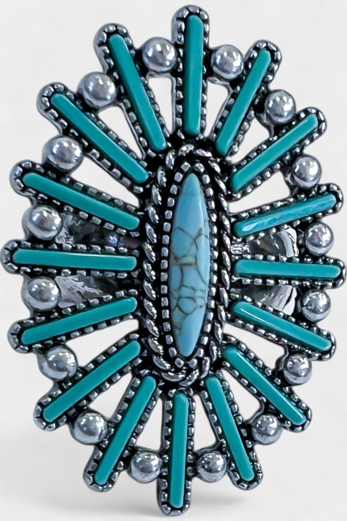 Turquoise Concho Flower Stretch Ring sold by ZZs product image thumbnail 4