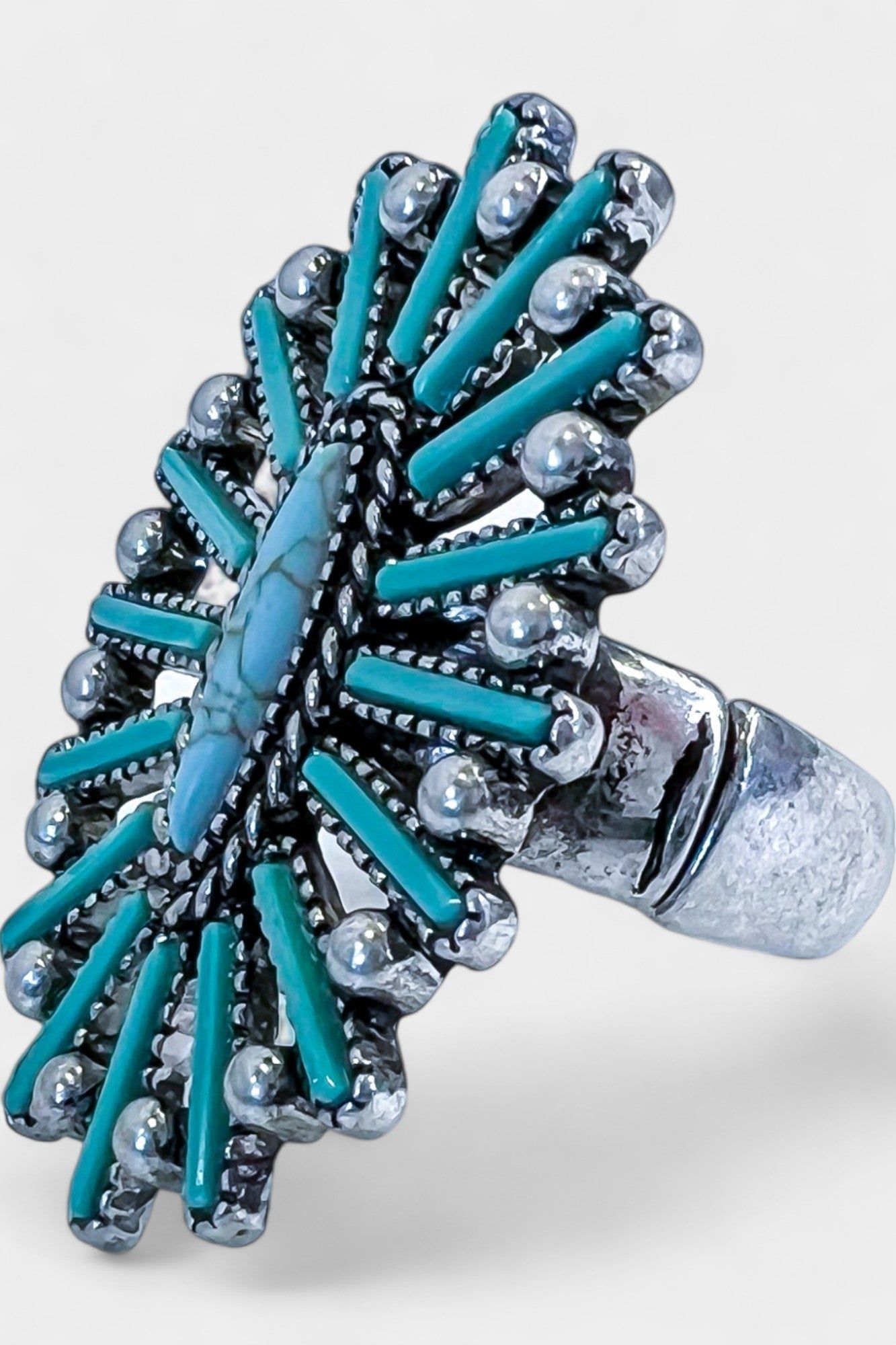 Turquoise Concho Flower Stretch Ring sold by ZZs product image thumbnail 2