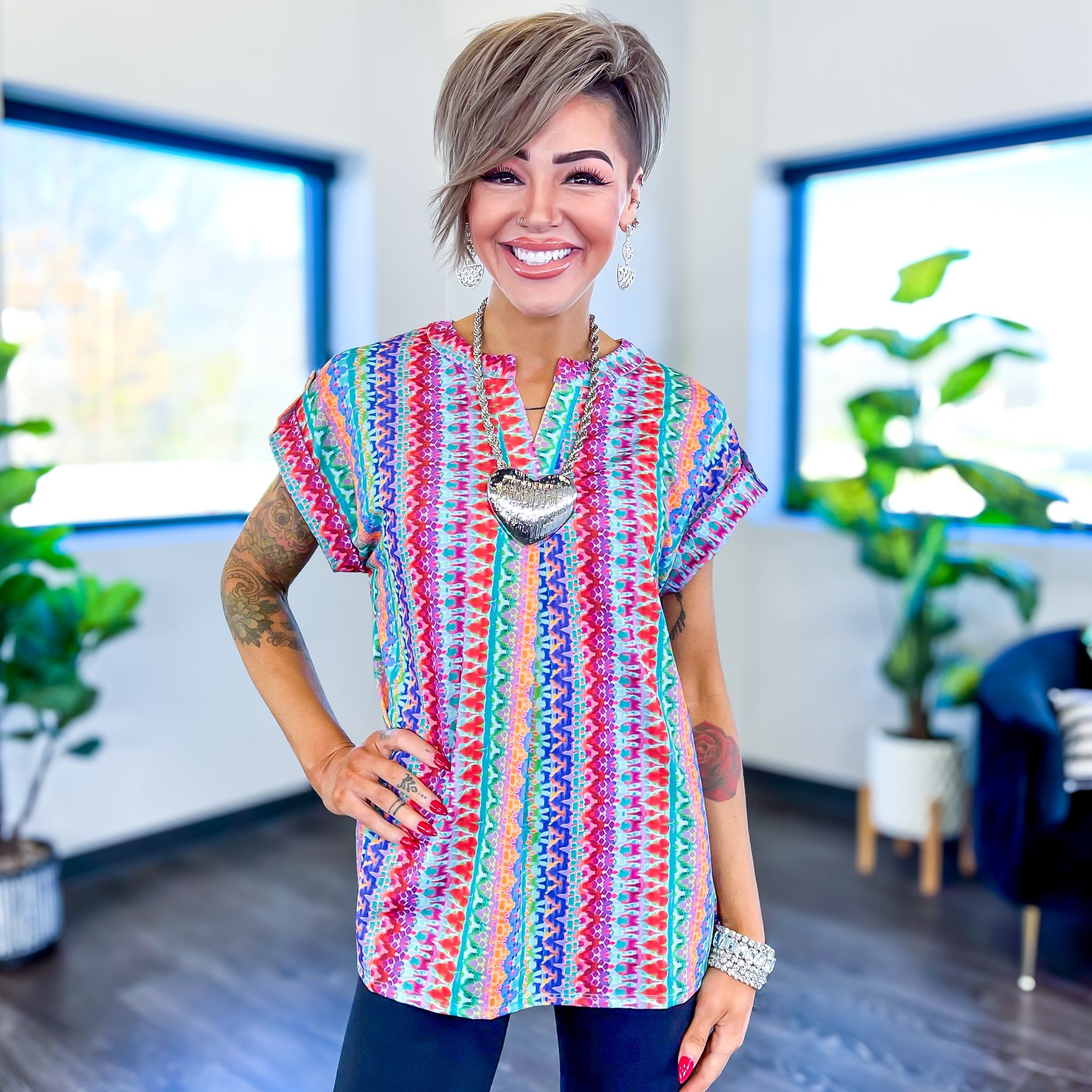 Multi Tribal Lizzy Short Sleeve Top sold by ZZs product image thumbnail 2