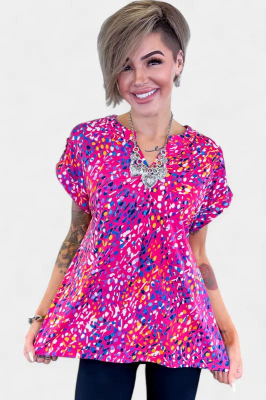 Coral Multi Lizzy Short Sleeve Top [NO RETURNS] sold by ZZs