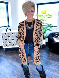 Leopard Button Down Cardigan sold by ZZs