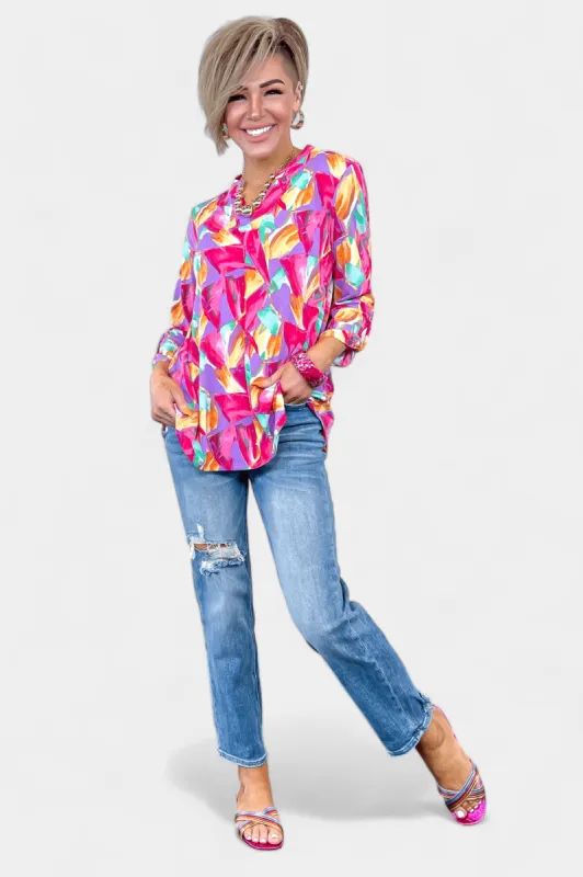 Multi Abstract Lizzy Top sold by ZZs