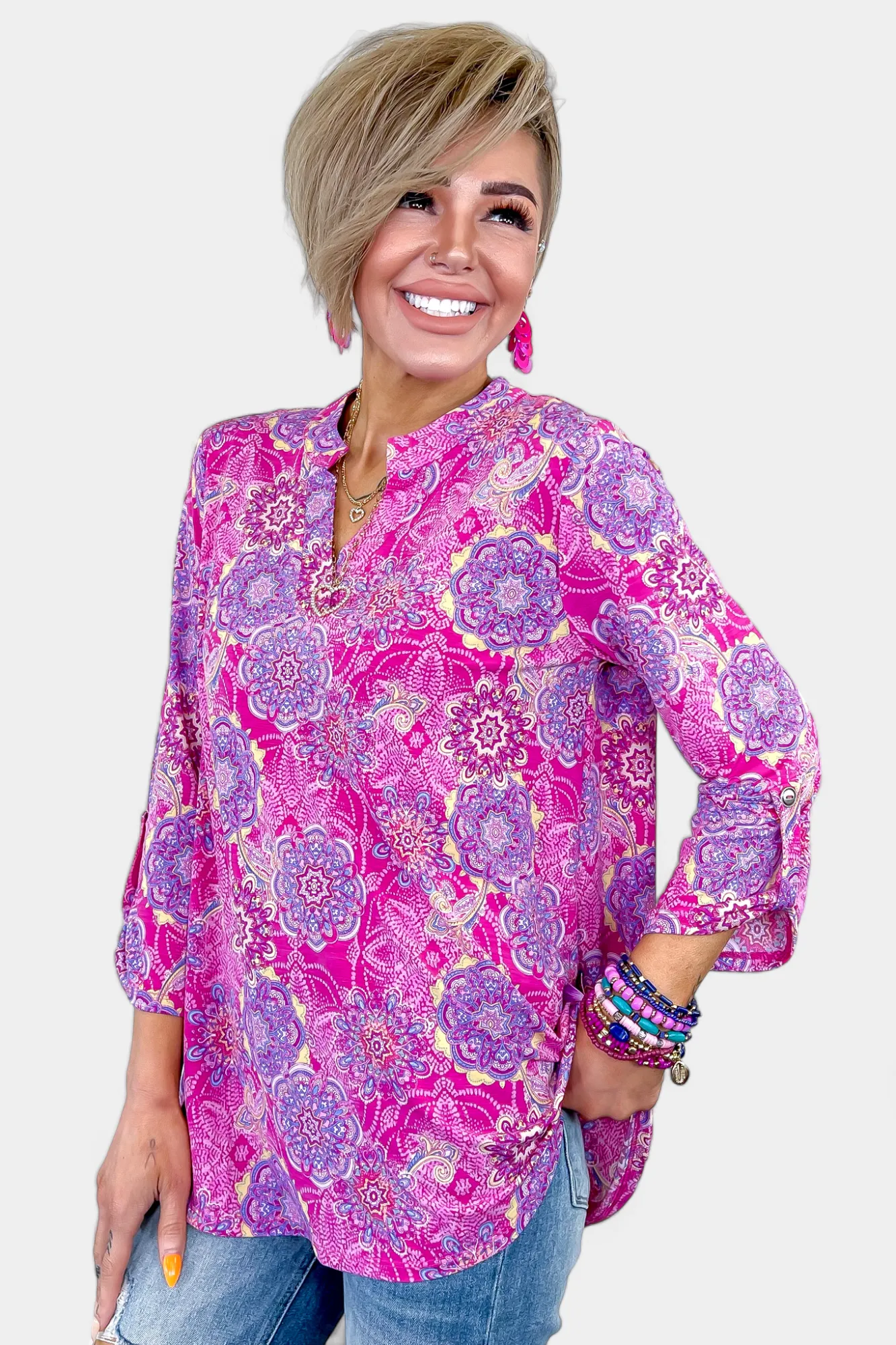 Magenta Medallion Lizzy Top sold by ZZs