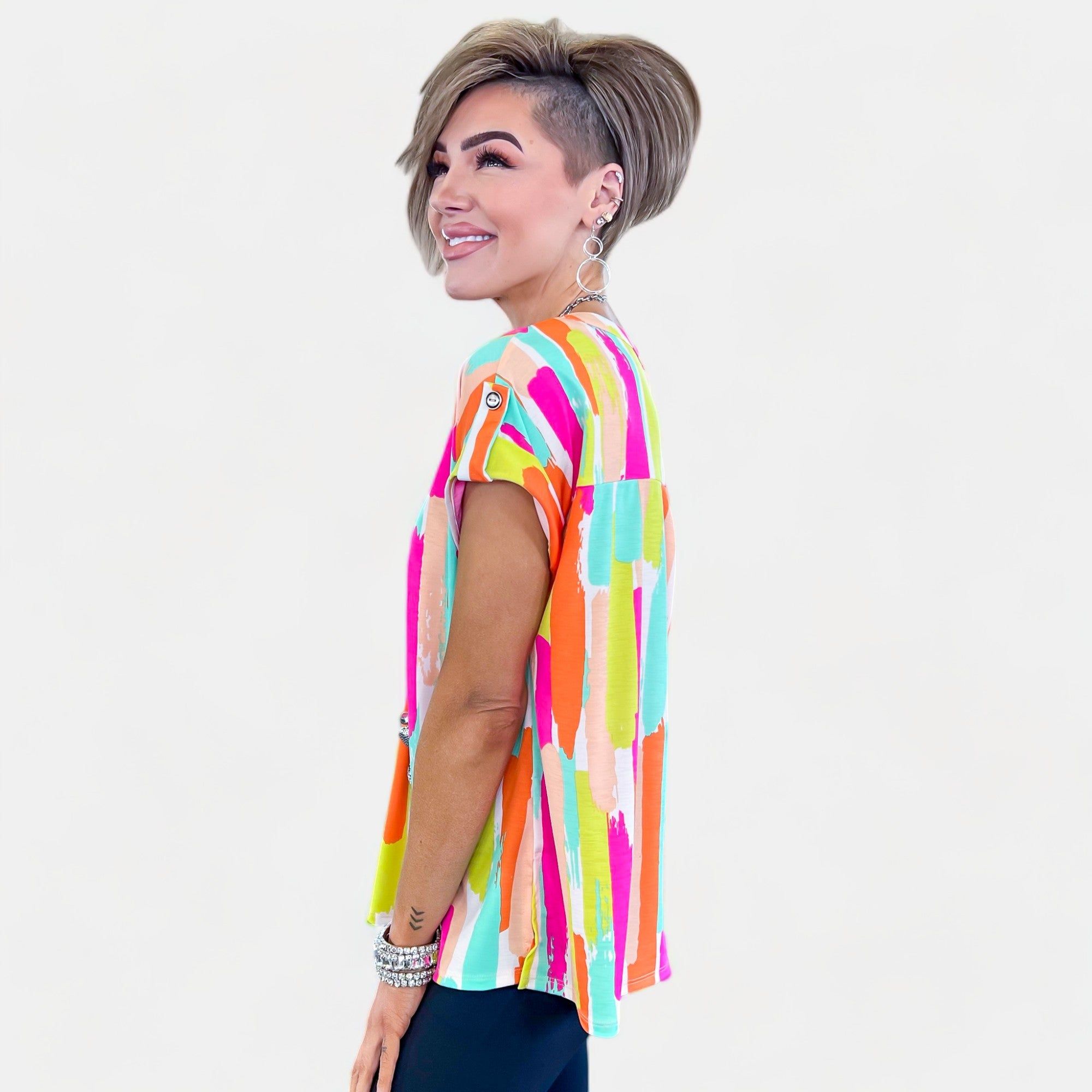 Multi Watercolor Lizzy Short Sleeve Top sold by ZZs product image thumbnail 4