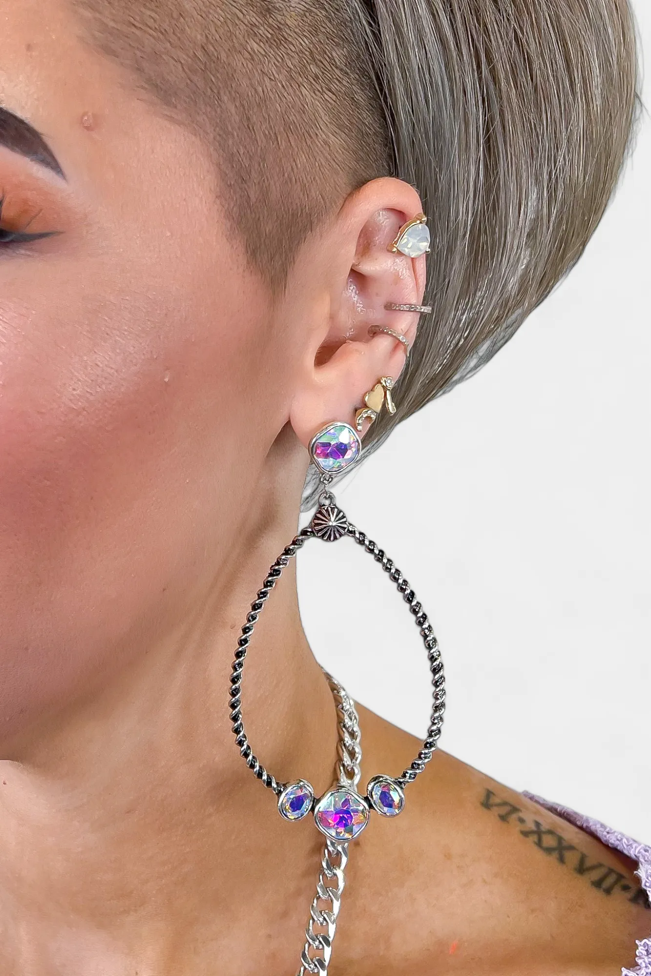 Silver Rhinestone Teardrop Earrings sold by ZZs product image thumbnail 4